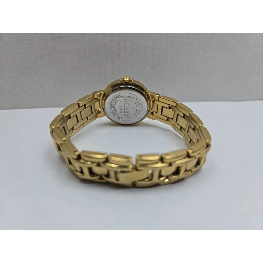Vintage Guess Womens Gold Tone Crystal Bezel Watch New Battery Dainty Petite